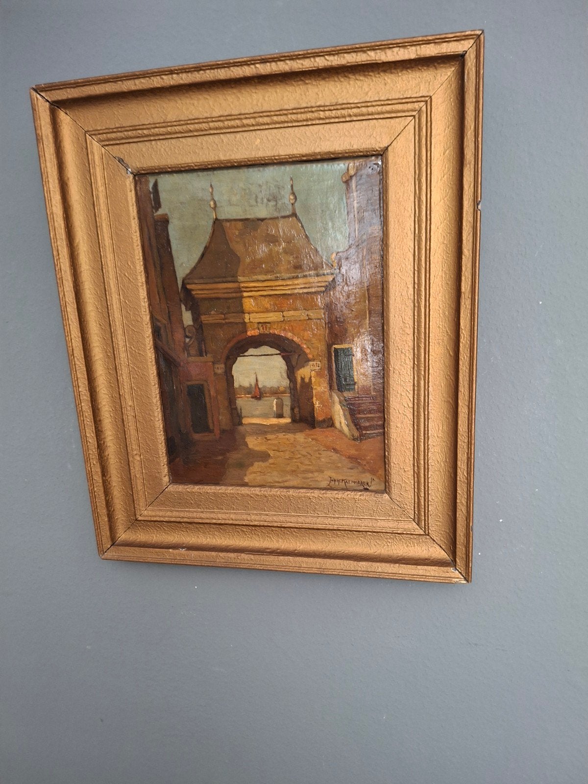 Olieverfschilderij van John H. Kaemmerer - Stadsgezicht, Antiek en Kunst, Kunst | Schilderijen | Klassiek, Ophalen, Paneel, Olieverf
