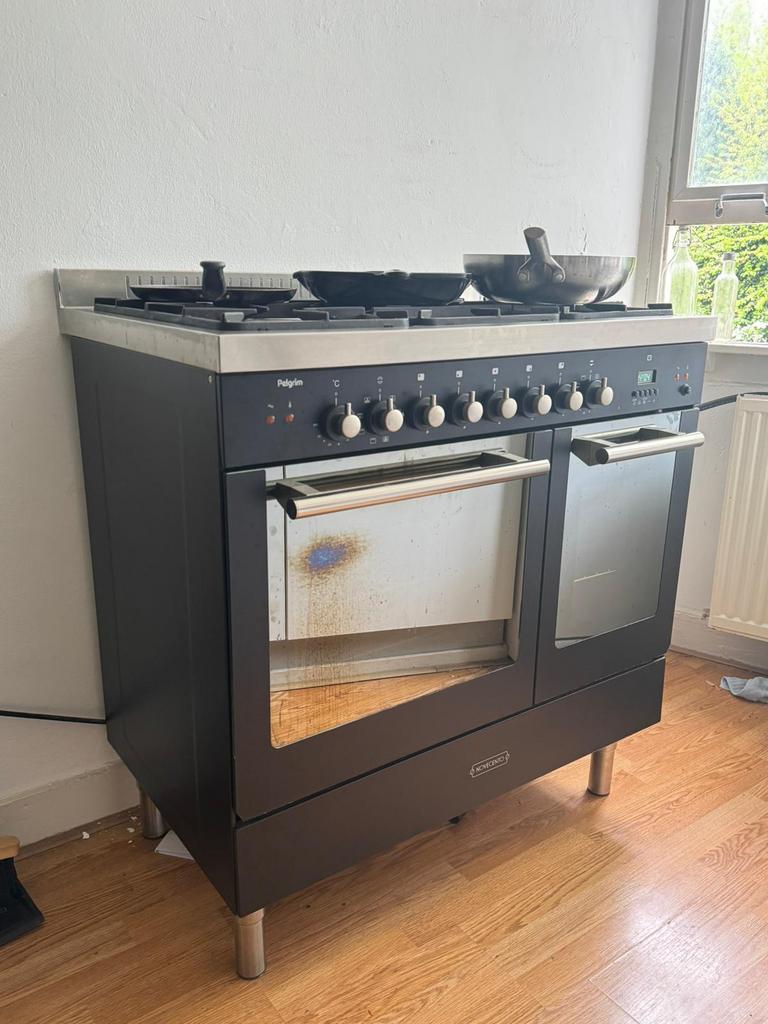 Pelgrim NF940B oven zwart – zo goed als nieuw, Ophalen, 4 kookzones, Zo goed als nieuw, Gas