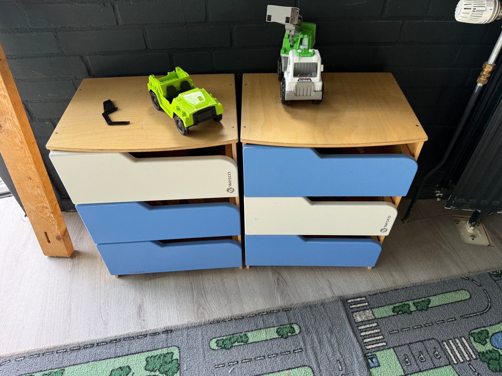 2 Wesco opbergkastjes met 3 bakken – kinderopvang/speelgoed, Ophalen, Gebruikt, 50 tot 100 cm, 3 of 4 laden