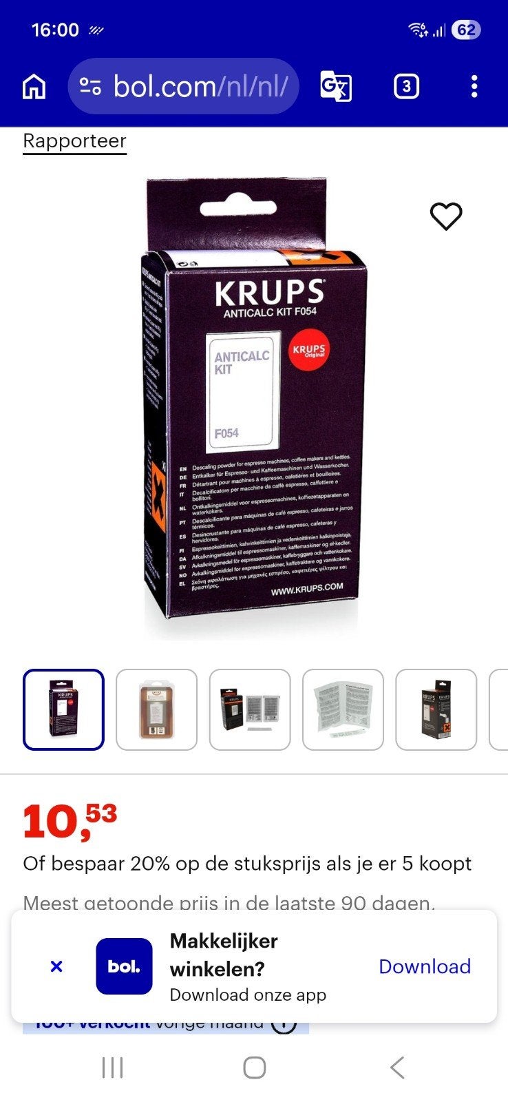 Krups Anticalc Kit (3,5 doosje, 7 zakjes), Ophalen of Verzenden, Nieuw