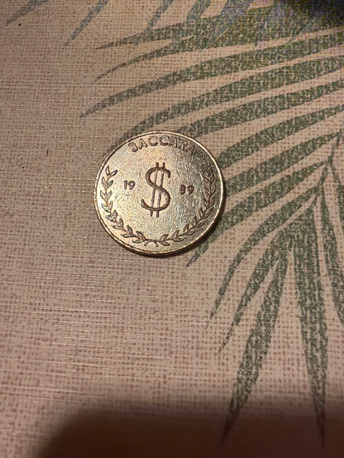 Oude Baccara Coin Pusher Munt uit 1989, Ophalen of Verzenden, Losse munt