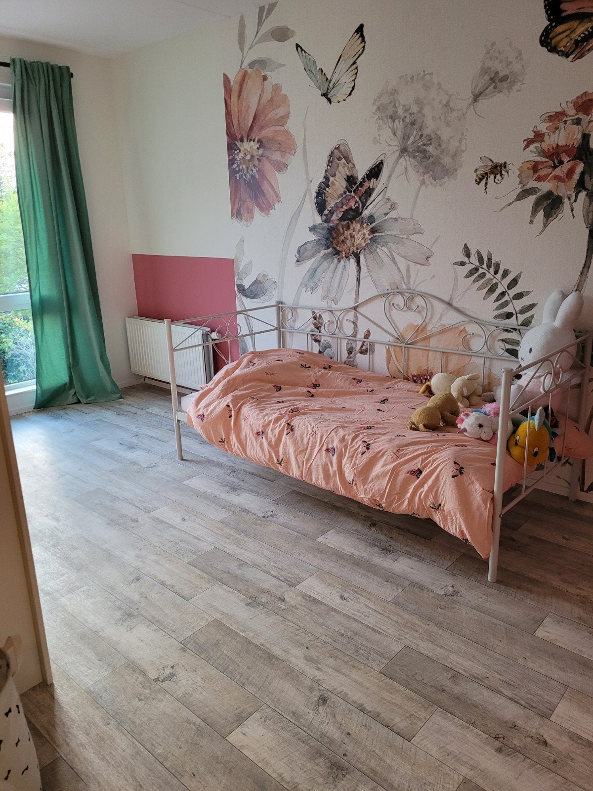 Wit metalen eenpersoonsbed (90x200 cm), Huis en Inrichting, Slaapkamer | Bedden, Ophalen, Gebruikt, 90 cm, Eenpersoons