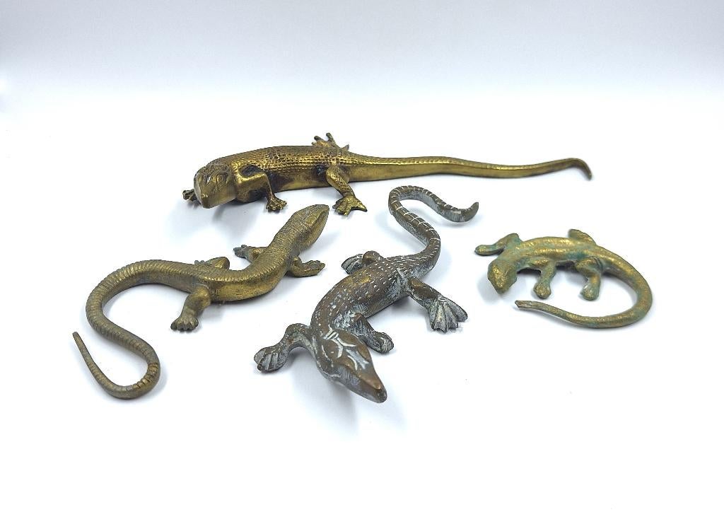 4 messing salamanders, Antiek en Kunst, Antiek | Koper en Brons, Verzenden