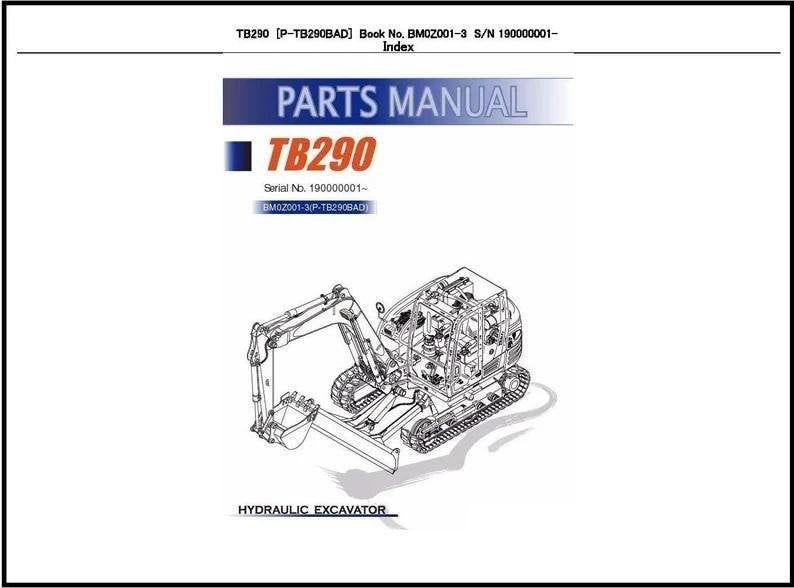 Takeuchi TB290 Hydraulische Graafmachine Onderdelencatalogus, Verzenden