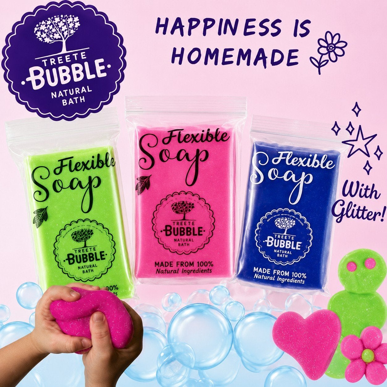 Kneedbare flexibele zeep bubble gum geur, Bad & Douche, Verzenden, Streets bubbles, Nieuw