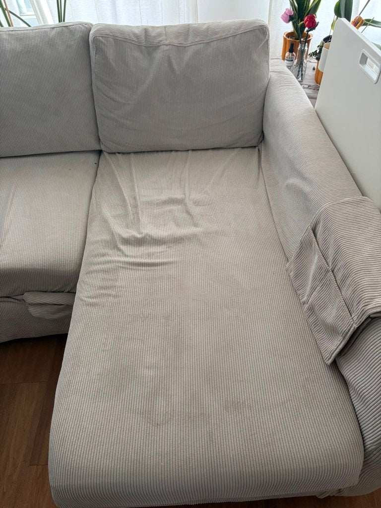Slaapbank IKEA Friheten met covers, Ophalen, Tweepersoons, Zo goed als nieuw, Grijs