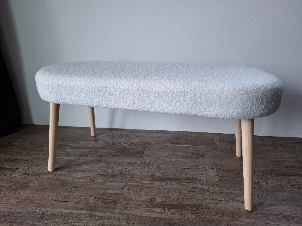 Nieuw teddy bank houten poten 96x40x45cm wit, Ophalen of Verzenden, Nieuw, Rechthoekig, 125 cm of meer