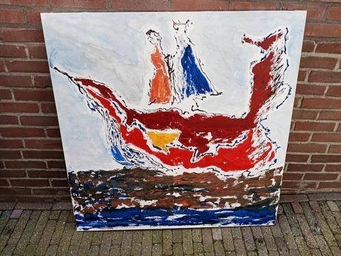 Kleurrijk schilderij Breed 100 Hoogte 100, Ophalen, 100 tot 125 cm, Schilderij, 75 – 100