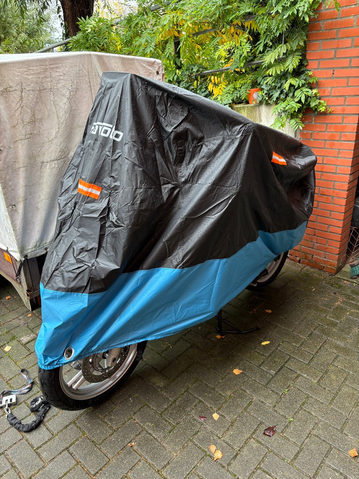Motorhoes maat L waterdicht met coating, Motoren, Ophalen of Verzenden, Zo goed als nieuw