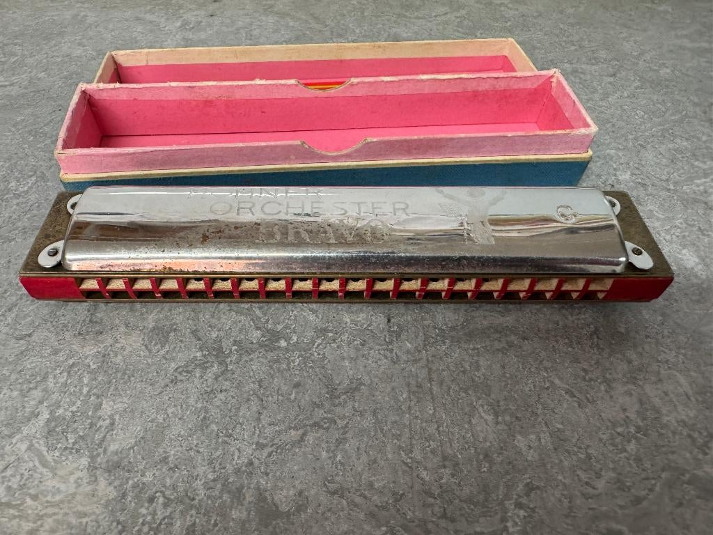 Hohner Orchester Bravo Mondharmonica, Muziek en Instrumenten, Blaasinstrumenten | Mondharmonica's, Zo goed als nieuw, Chromatisch