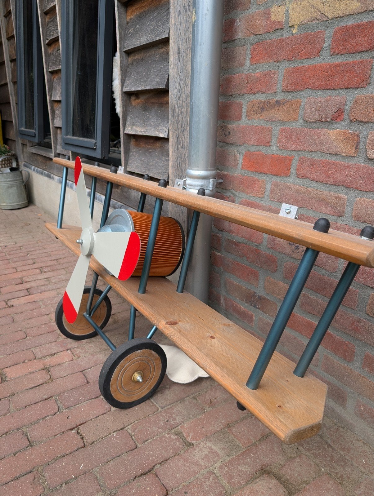Unieke vliegtuig boekenplank - Houten decoratie, Ophalen, Gebruikt