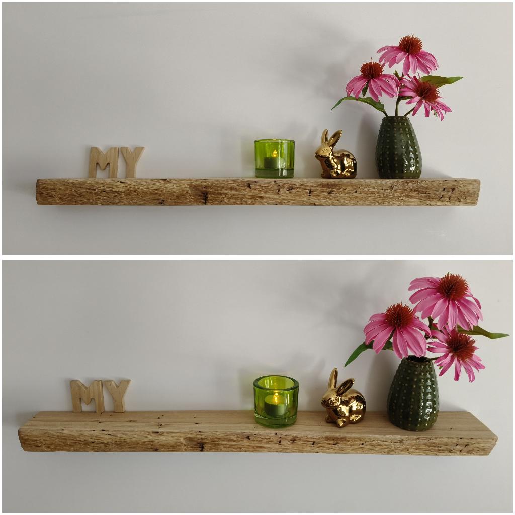Zwevende wandplank eiken decoratief plankje schap 65cm #265, Houtatelier M.Y., Info@myhoutatelier.nl, Nieuw, Ophalen of Verzenden