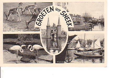 Ansichtkaart 	Sneek	5-luik, Verzenden, 1940 tot 1960, Gelopen, Friesland