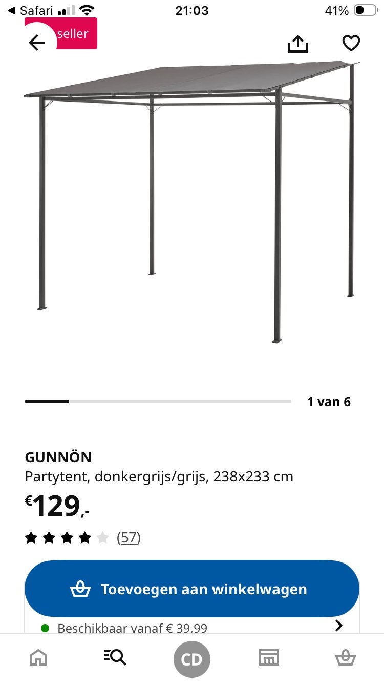 Gunnon Ikea partytent/ ‘overkapping’, Tuin en Terras, Partytenten, Ophalen, Gebruikt, Minder dan 5 meter