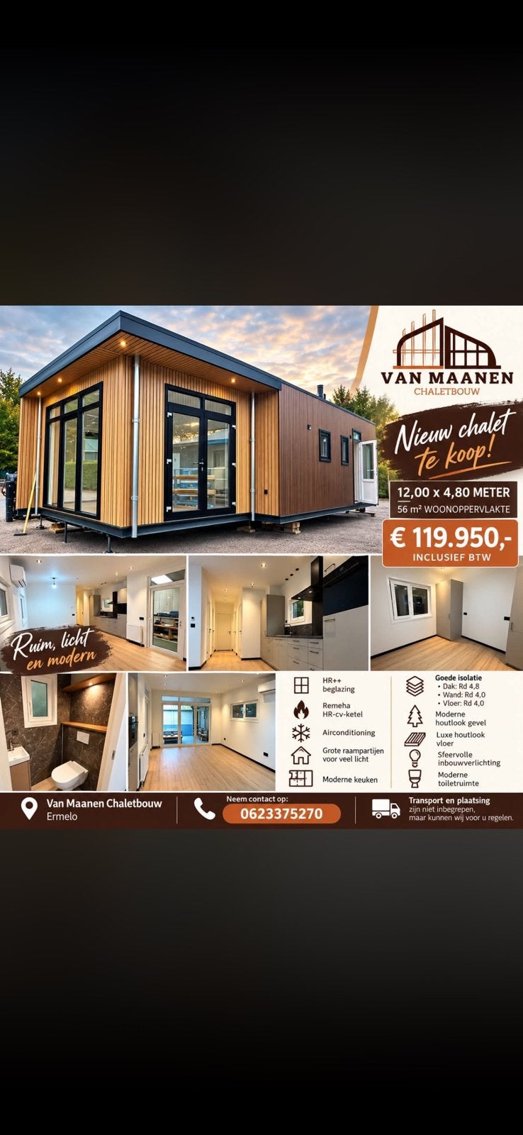 Luxe chalet/mantelzorgwoning te koop, Tot en met 4
