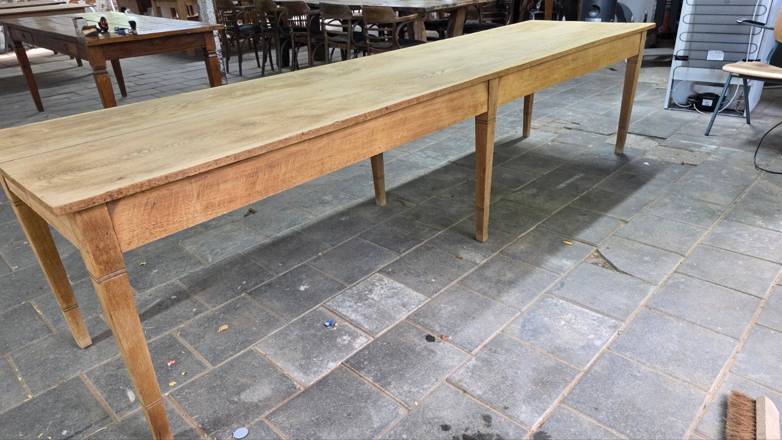 lange Antieke  franse oogsttafel- boerentafel 310x78 cm, Ophalen of Verzenden