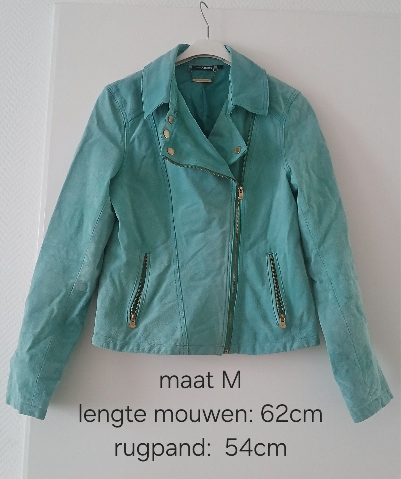 suède leren biker jack, maat M, Kleding | Dames, Maat 38/40 (M), Blauw, Ophalen of Verzenden, Zo goed als nieuw