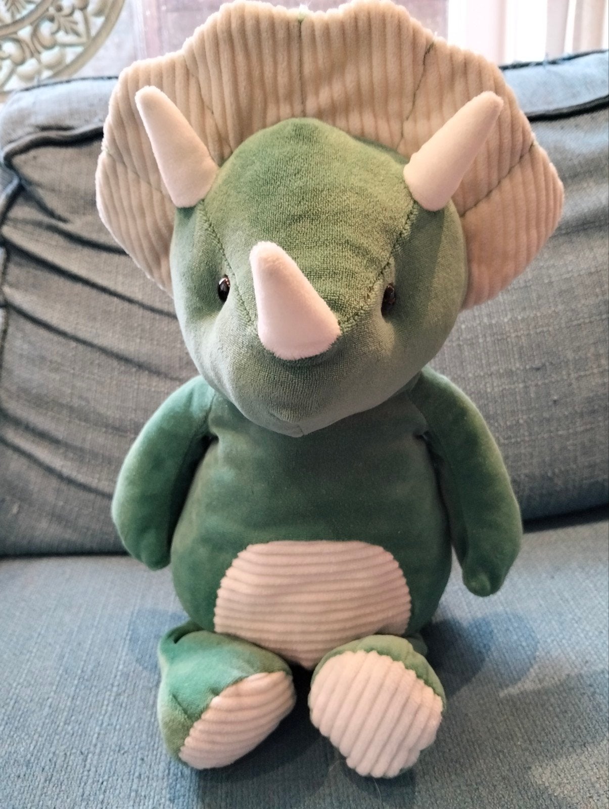 HEMA knuffel Dino / Triceratops groen met ribstof, Ophalen