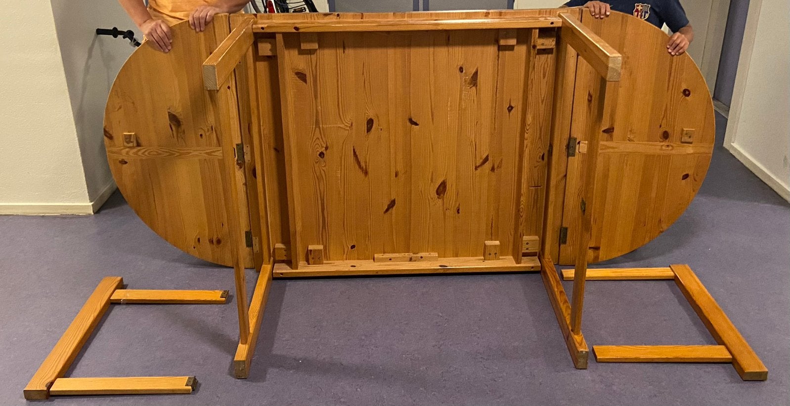 Grenen “drop leaf” eettafel., Ophalen, Gebruikt, 200 cm of meer, 50 tot 100 cm