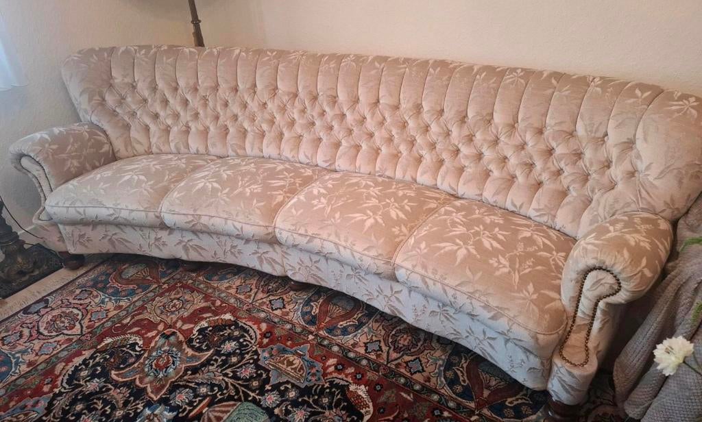 Bank sofa rond gebogen barok queen ann vintage nieuw mohair, Ophalen of Verzenden