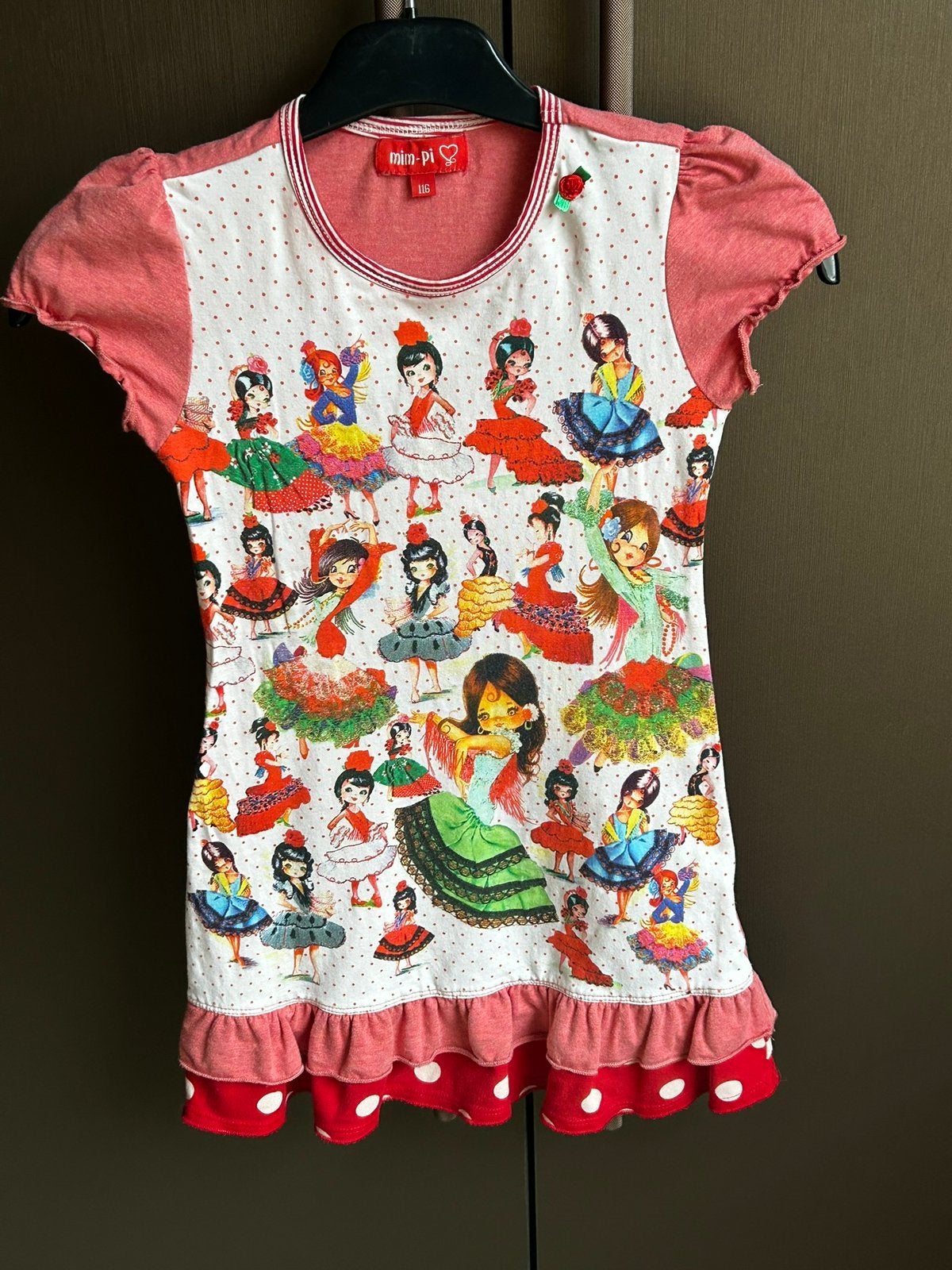 Mimpi zomerjurkje met Spaanse danseresjes, Kinderen en Baby's, Kinderkleding | Maat 116, Ophalen of Verzenden, Zo goed als nieuw