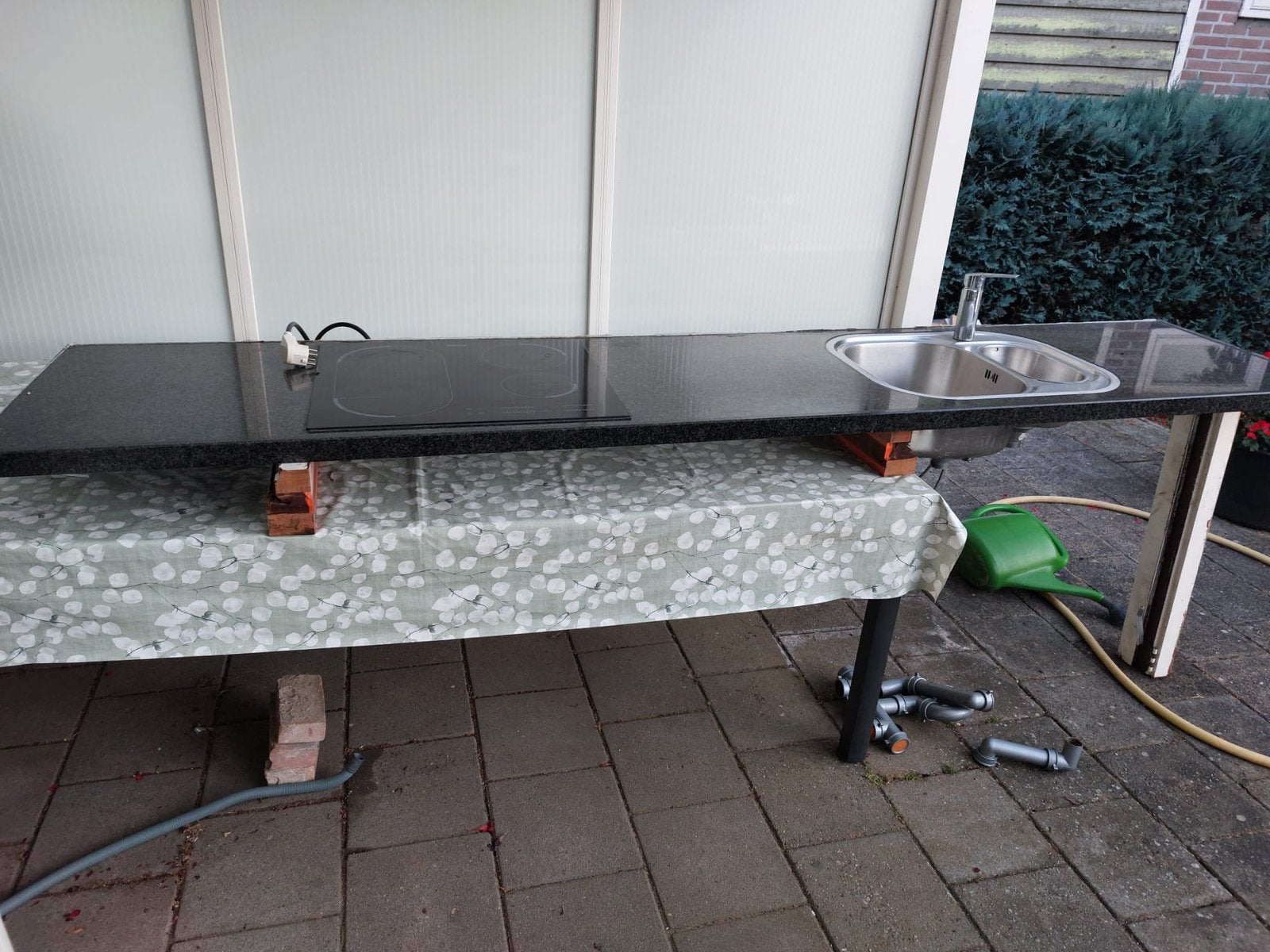 Aanrechtblad met inductie kookplaat., Ophalen, Gebruikt, Zwart, 200 cm of meer