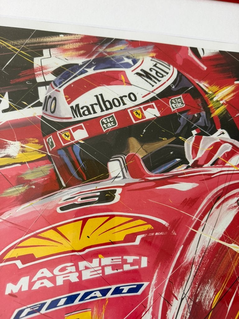 Gesigneerde Schumacher Ferrari-print E.J. Kremer 222/250, Verzamelen, Ophalen of Verzenden, Gebruikt, Formule 1
