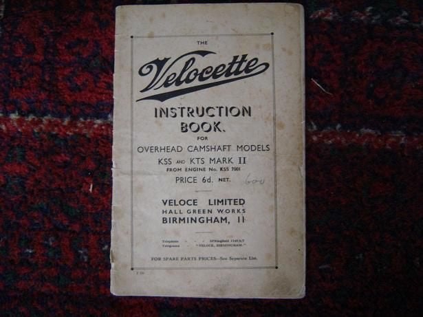 Velocette KSS KTS MKII OHC 1936 motorcycle instruction book, Ophalen of Verzenden, Overige merken