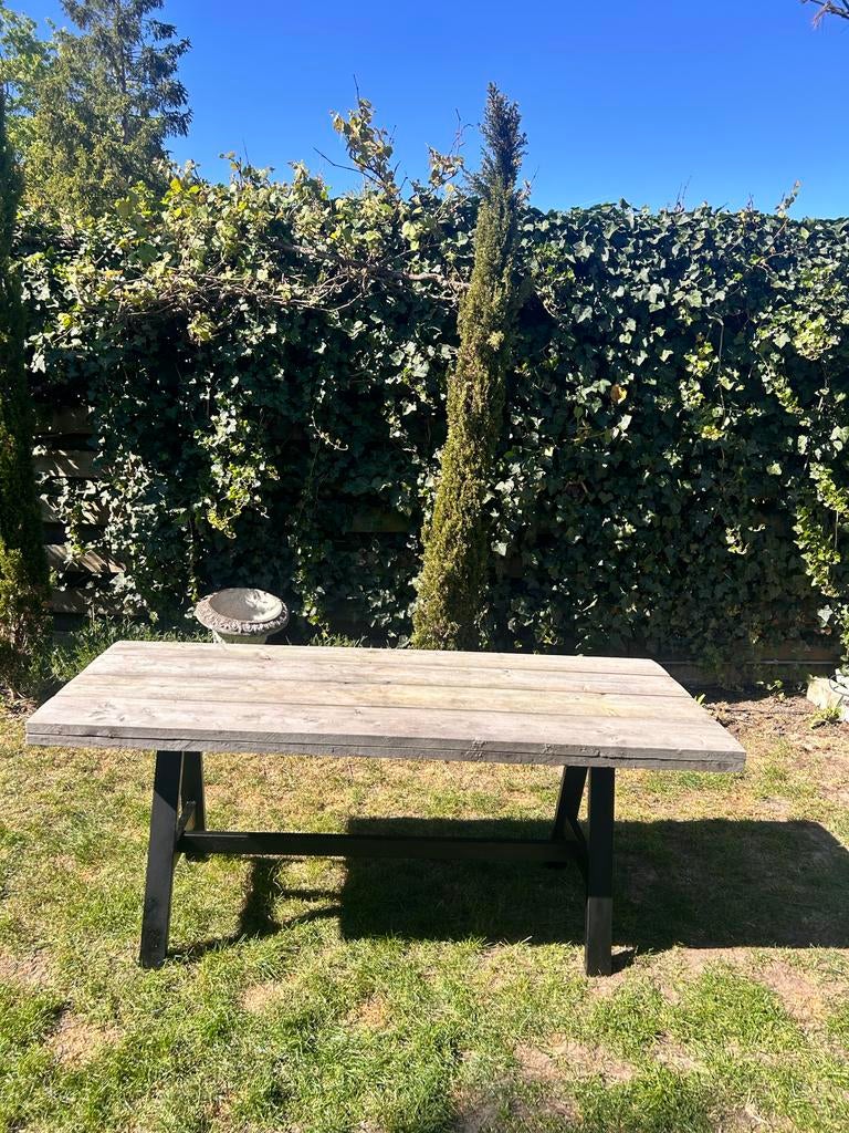 Robuuste houten tuintafel - L180 x B80 x H72, Tuin en Terras, Tuintafels, Ophalen, Gebruikt, Rechthoekig, Hout
