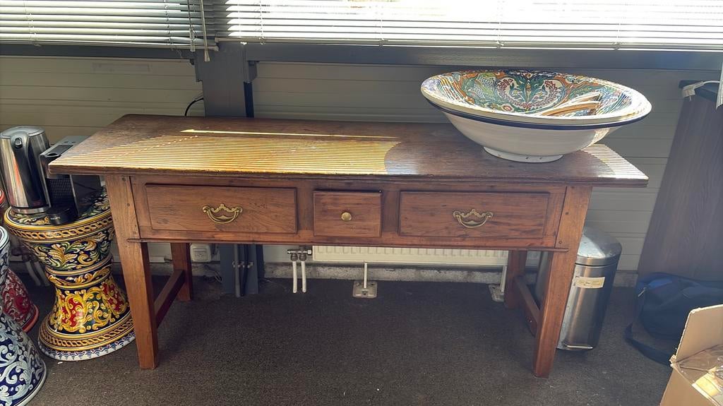 Side-table eiken., Huis en Inrichting, Tafels | Sidetables, Eikenhout, Ophalen of Verzenden, Zo goed als nieuw, 150 tot 200 cm