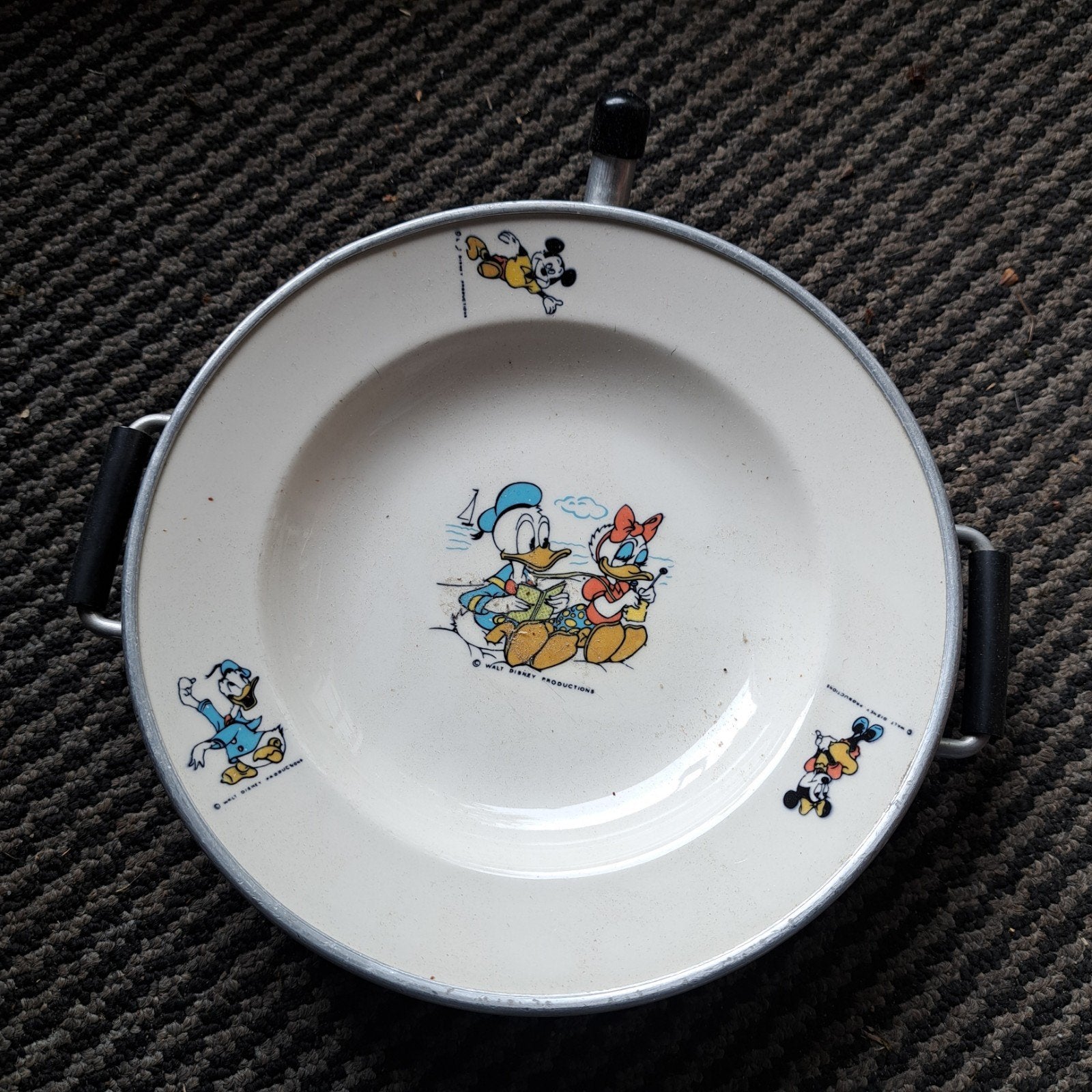 Vintage Disney Warmhoudbordje - Donald & Katrien Duck, Ophalen of Verzenden