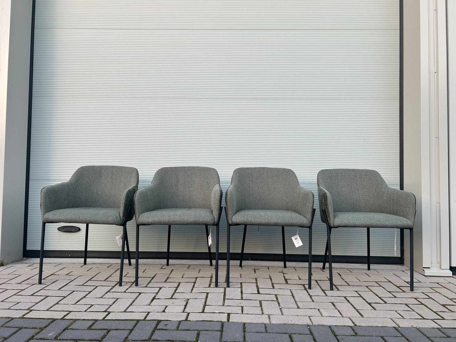 Set van 4 LOUISE stoelen van Pomax- Donkergroen fluweel, Overige kleuren, Ophalen of Verzenden, Zo goed als nieuw, Vier