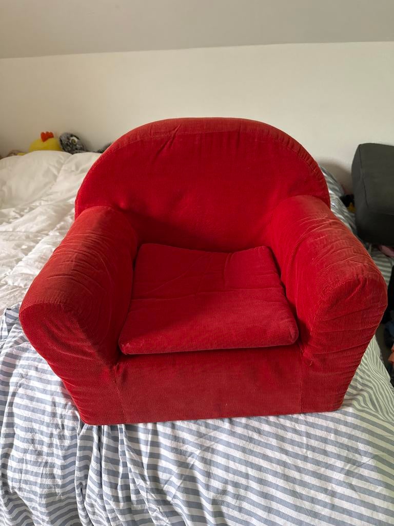 Rode kinderfauteuil van ribstof, Gebruikt, Ophalen of Verzenden, Rood, Eén