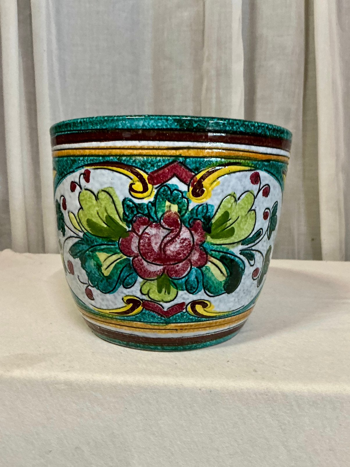 Fleurige Vintage pot Italiaans keramiek, Ophalen of Verzenden