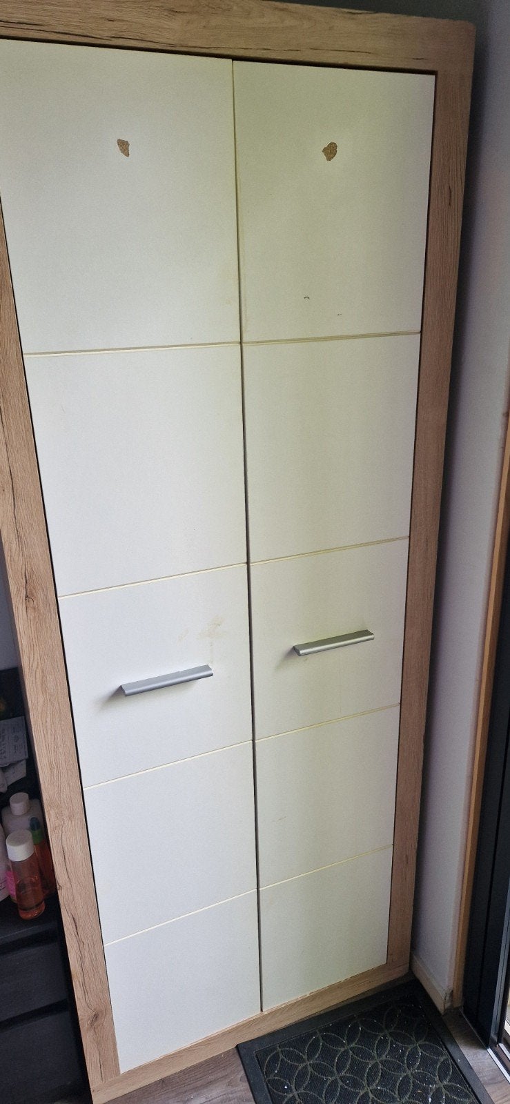 Kledingkast met planken - Wit en Houtkleurig, Huis en Inrichting, Ophalen of Verzenden, Gebruikt