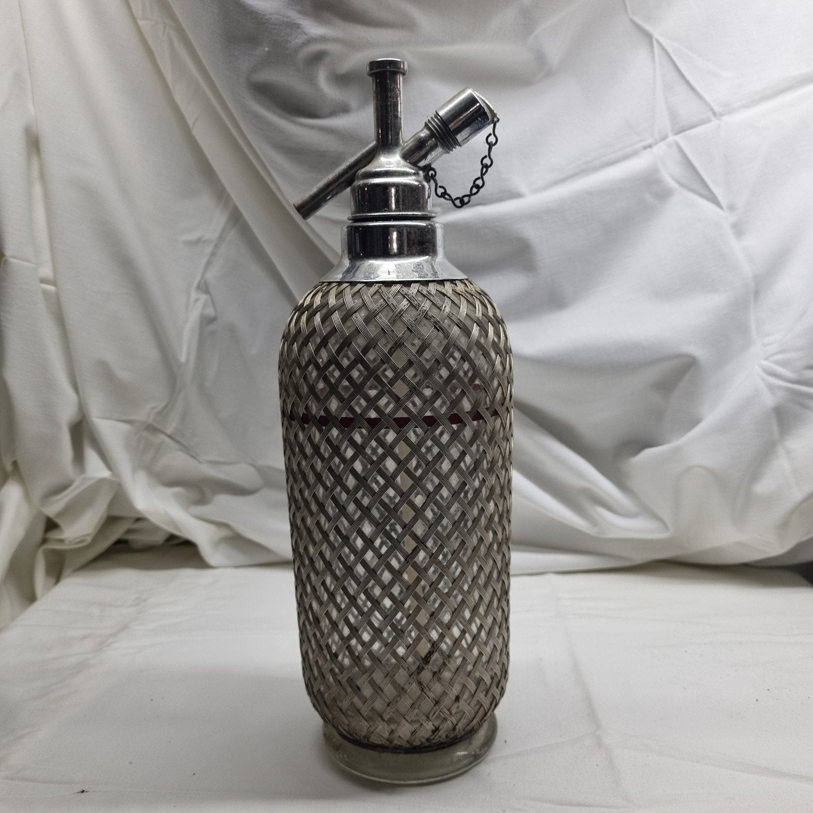 Vintage Sifonsoda fles met metalen gaas, Ophalen