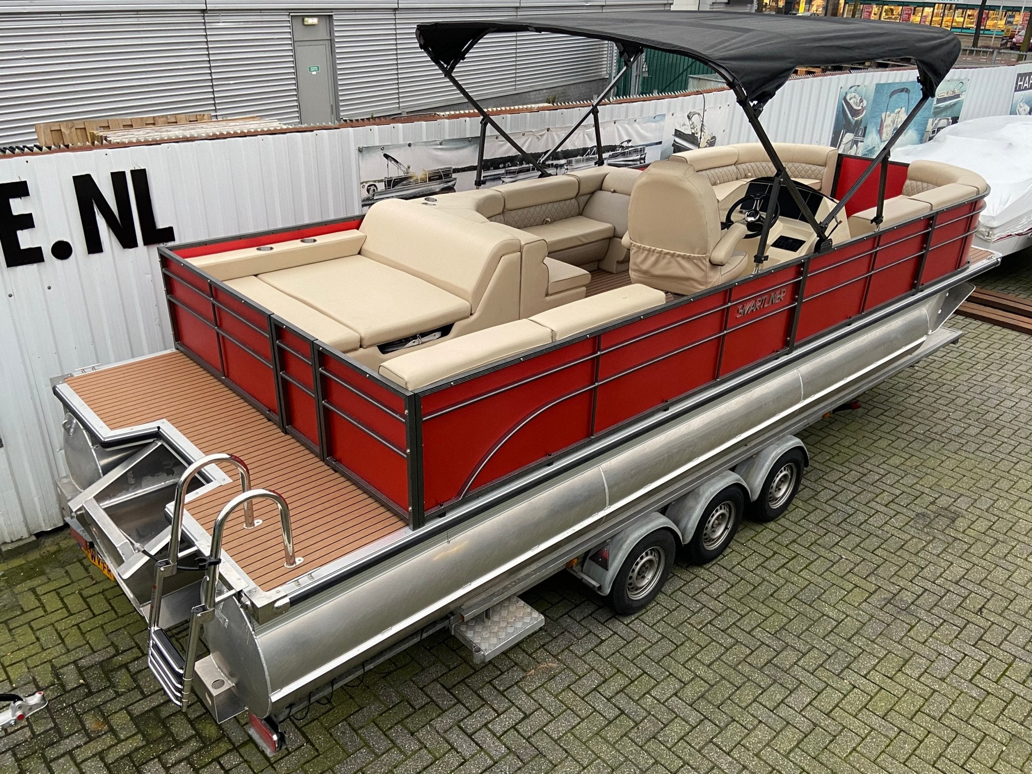 Pontoonboot 25FT 3-Tubes Red, Overige merken, Buitenboordmotor, Aluminium, Nieuw