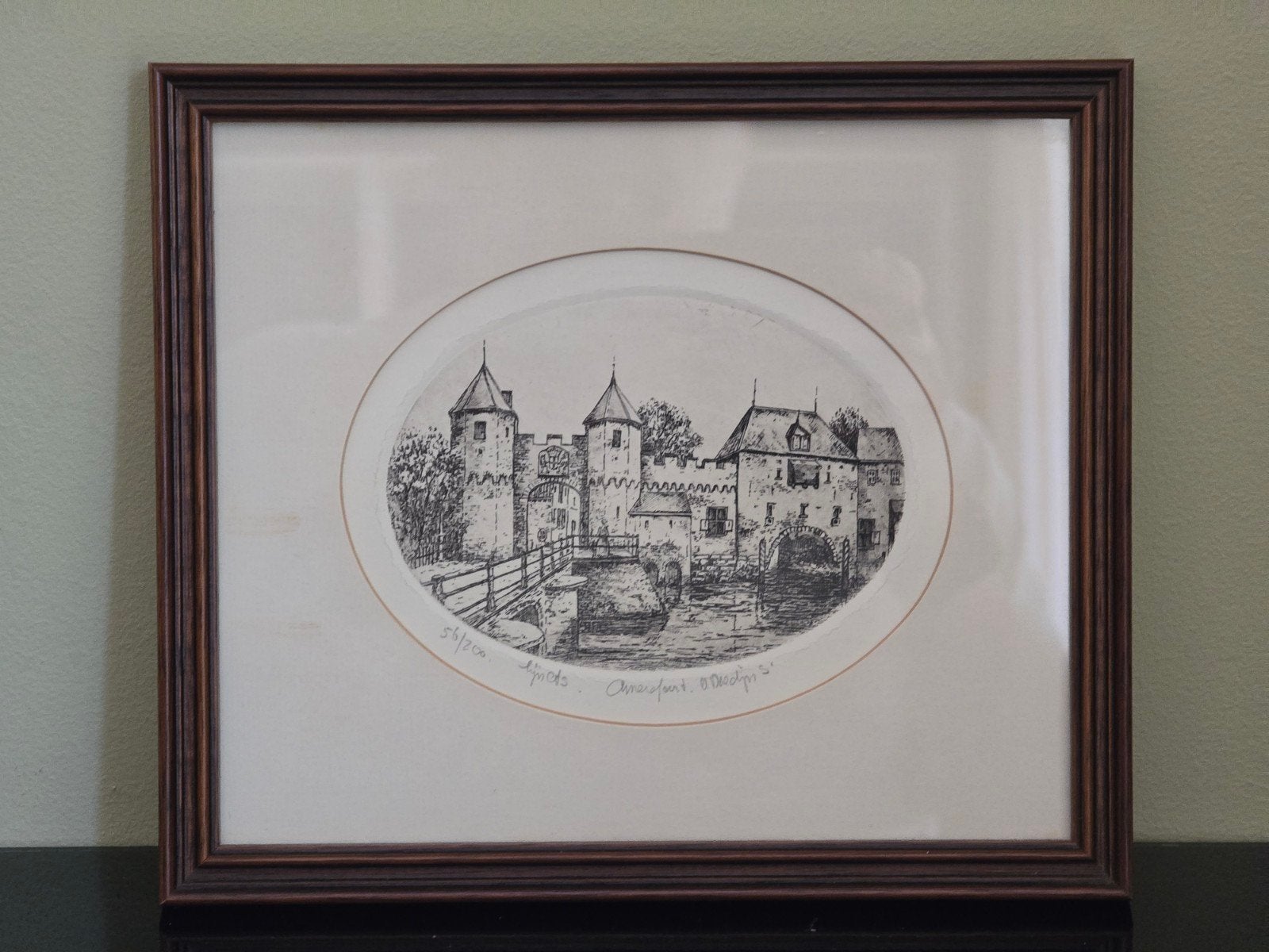 Lijnets Amersfoort door Hendrika Anna Doedijns (56/200), Antiek en Kunst, Kunst | Etsen en Gravures, Ophalen of Verzenden, 1950 - 1999