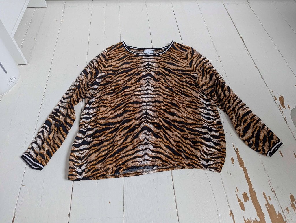 Blouse met tijgerprint van Just White, Maat 46/48 (XL) of groter, Oranje, Ophalen of Verzenden, Zo goed als nieuw
