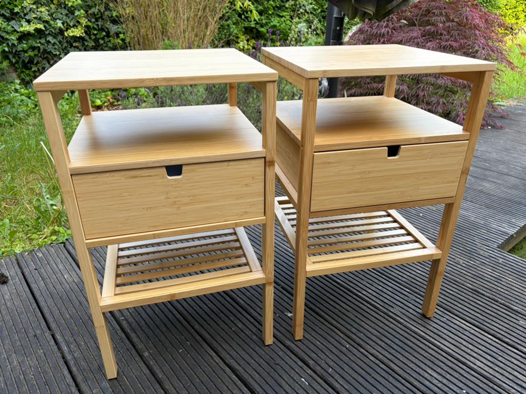 2x IKEA Nordkisa nachtkastje, Ophalen, Minder dan 45 cm, 55 tot 70 cm, Zo goed als nieuw