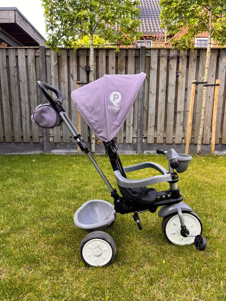 Qplay driewieler met zonnescherm en duwstang, Fietsen en Brommers, Fietsen | Driewielers, Ophalen, Gebruikt, Q Play, Duwstang