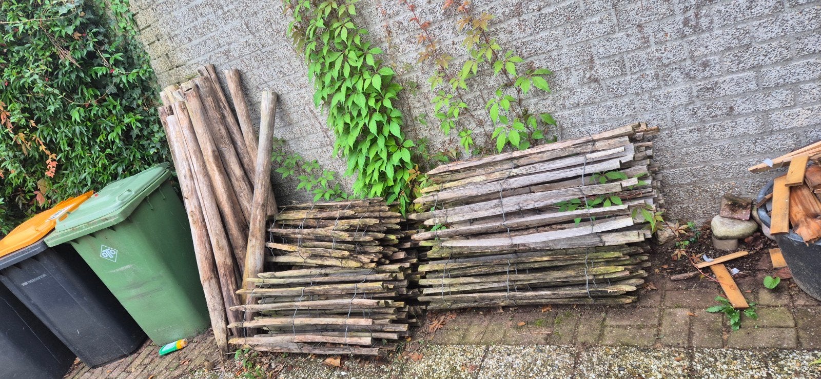 Circa 15 meter schapenhek met bijpassende palen, Ophalen, Gebruikt, Hout, Overige typen
