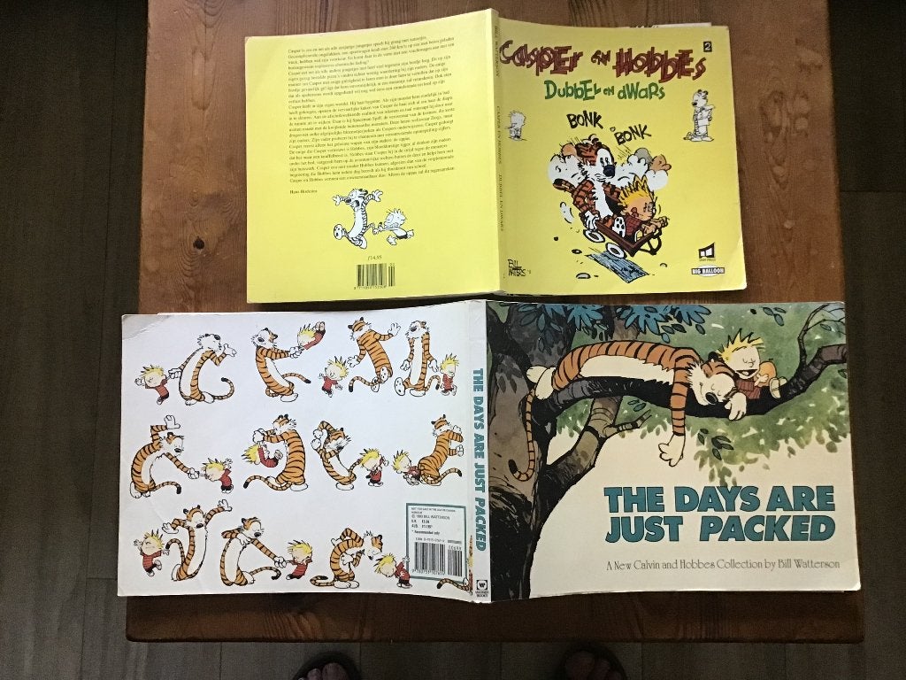 2 uitgaves Casper en Hobbes door Bill Watterson, Meerdere stripboeken, Ophalen of Verzenden, Gelezen