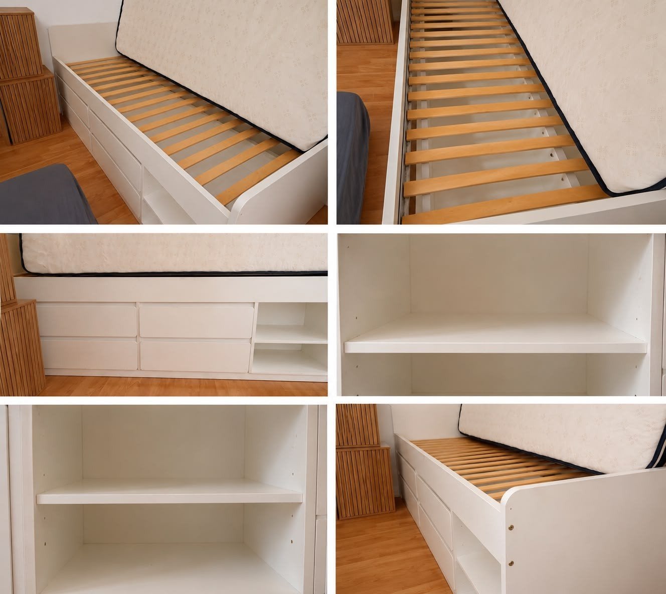IKEA SLÄKT bed 90x200 met 4 lades – zonder matras, Ophalen, Gebruikt, Eenpersoons