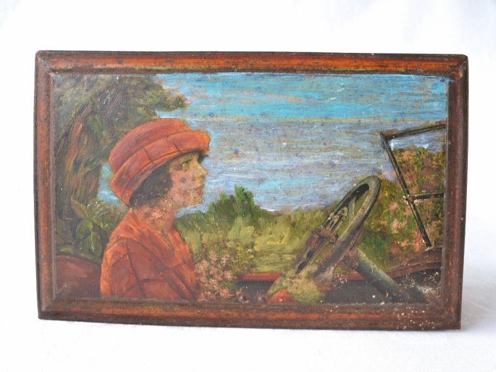 Art Deco blik; Automobiliste – Pette Cacao, Jan Wijga ~1928, Ophalen of Verzenden, Gebruikt, Koek(jes), Overige merken