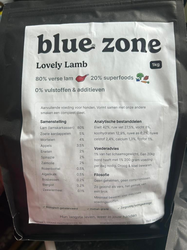 Blue Zone Lovely Lamb hondenbrokken, Dieren en Toebehoren, Dierenvoeding, Ophalen of Verzenden, Hond