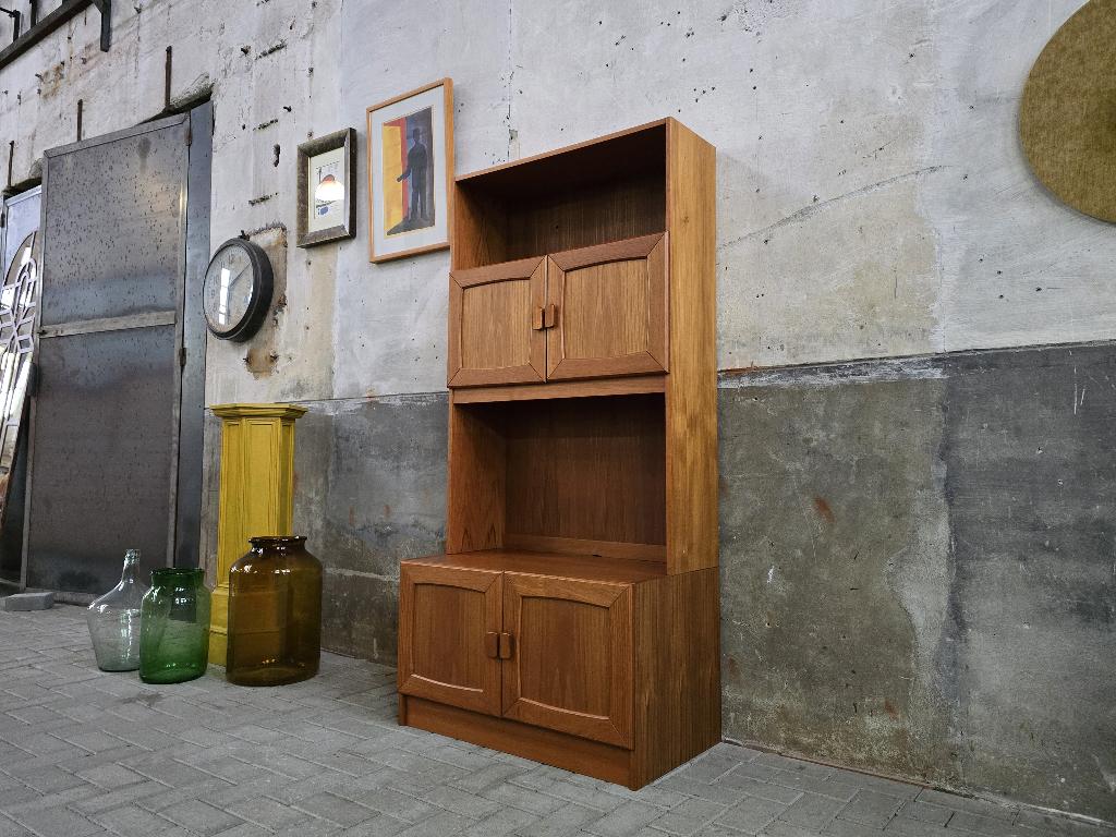 Mid Century Teak Wandmeubel | Vintage Hoog Highboard Kast, Ophalen of Verzenden, Minder dan 150 cm, Overige houtsoorten, 150 tot 200 cm
