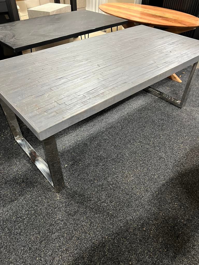Eettafel mangohout grijs 200cm, Info@savoireinteriors.com, 200 cm of meer, Vijf personen of meer, Kerkstraat 135a