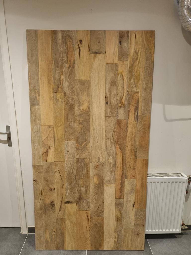 Massief mangohouten tafelblad (190x100x3), Ophalen, Teakhout, 50 tot 100 cm, Vijf personen of meer
