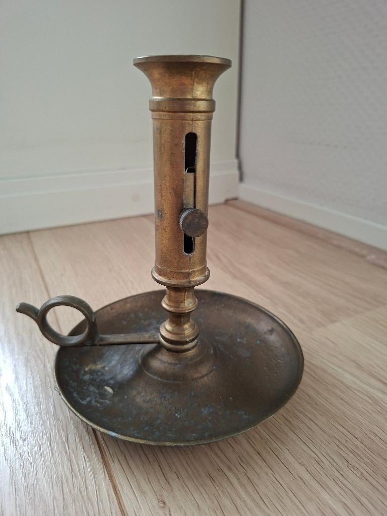 Vintage messing verstelbare kandelaar, Ophalen of Verzenden, Overige materialen